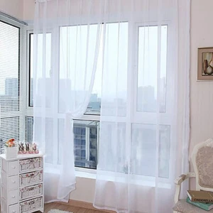 2X Tulle Door Window Curtain Floral Room Balcony Drape Panel Sheer Scarfs AU - Picture 1 of 39