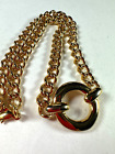 Vintage Necklace Chain Ring Harness  Pendant Circle 14 inches Shiny 90s Style