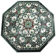 Octagon Marble Coffee Table Top Semi Precious Stone Inlay Work Lawn Center Table