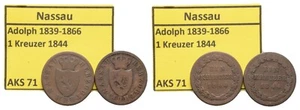 Nassau Konvolut 2 Stück Cu 1 Kreuzer 1844 AKS 71 stampsdealer - Bild 1 von 1