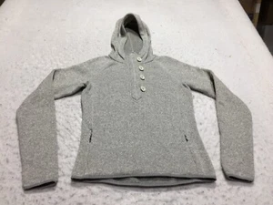 The North Face Heavy Hooded Sweater Hoodie Womens M Medium Gray Button Pockets - Picture 1 of 15