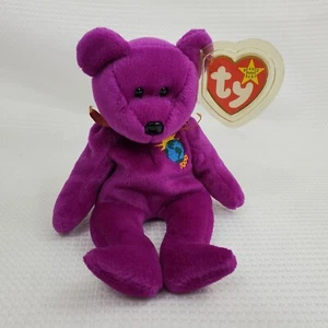 Ty Beanie Babies Millennium Purple Bear 2000 With Tag Plush Toy - Picture 1 of 8
