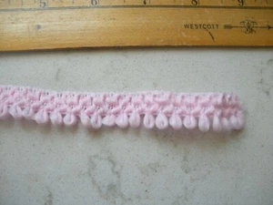 vintage loop fringe trim medium baby pink 5/8 " wide 16 1/2  yards in 4 pieces - Picture 1 of 5