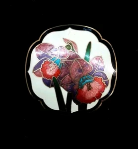 Cloisonne Enamel Flower Scarf Clip - Picture 1 of 1