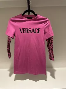 VERSACE Girls Long Sleeve T-Shirt Dress Size 8A $315.00, Hot Pink - Picture 1 of 5