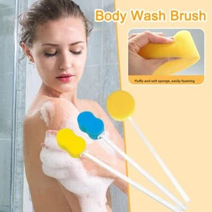 Contoured Long Handled Blue Bath Sponge on a Stick x Washing to Bathing 1 B4K5 - Picture 1 of 17