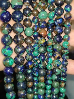 STONEUNIVERSE ~ Azurit Malachit Edelstein Perlen Strang 8/10mm Rarität - Bild 1 von 2
