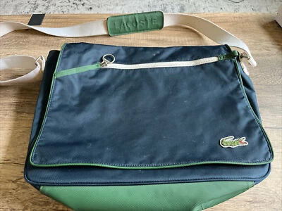 Lacoste Izod Retro Mensajero Bolso para Laptop Cartera Diseñador Logo Verde Azul Foto 1 de 4