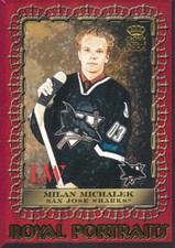 2003-04 Crown Royale ROYAL PORTRAITS #9 MILAN MICHALEK - San Jose Sharks