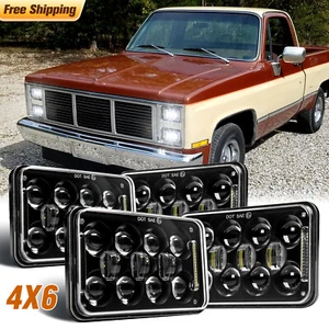 4PCS 4x6'' LED Headlights Hi/Lo DRL H4 Sealed For GMC C1500 Suburban G2500 G3500 - Picture 1 of 12