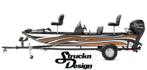 Retro braun weiß geschwungene Linien schwarz Vinyl Grafik Aufkleber Kit Fisch Boot Verpackung USA - Bild 1 von 1