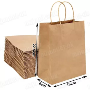 More details for brown kraft paper bags w/ twist handles food carrier takeaway party gift retail