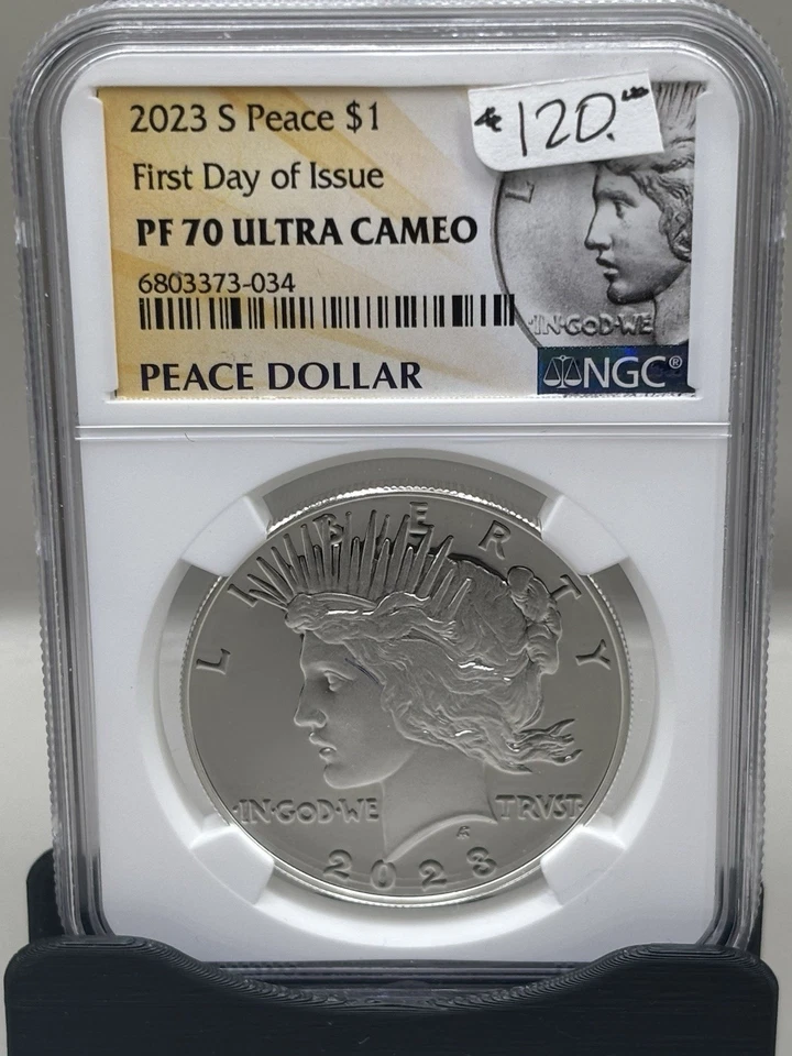 2023-S Peace $ Dollar First Day Of Issue NGC PF70 Ultra Cameo - Image 1 of 2