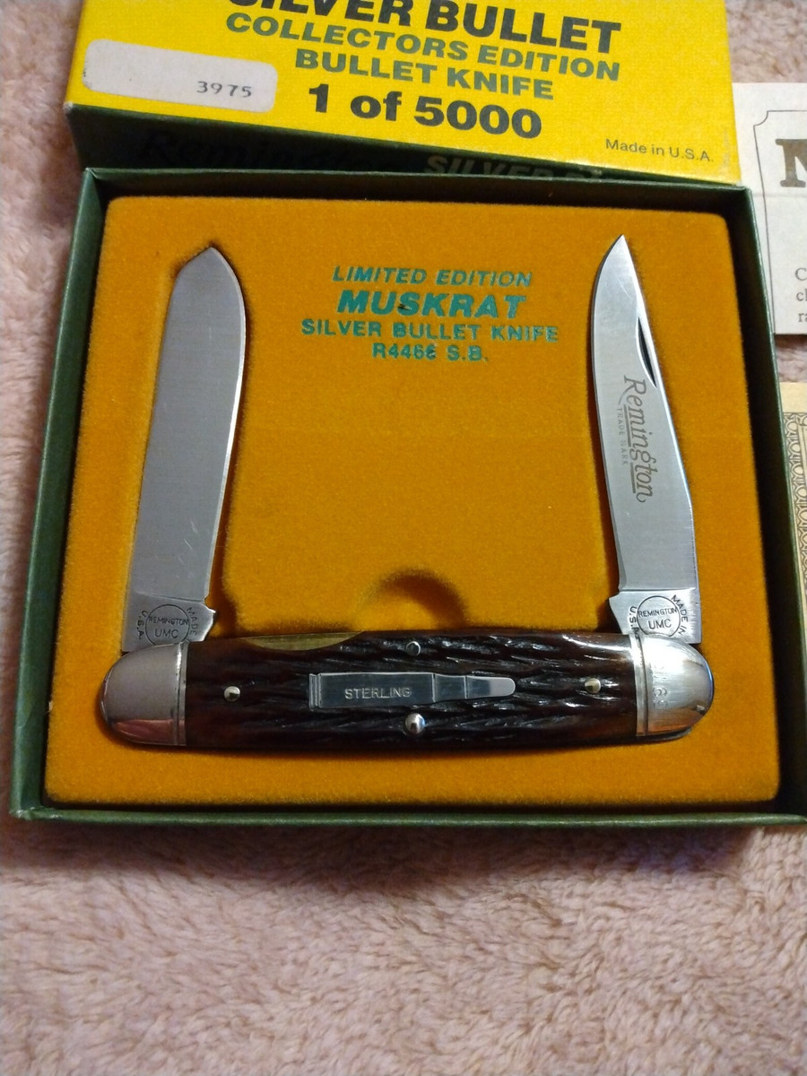 Remington Silver Collectible Folding Knives Bone Handle for Remington Silver Collectible Folding Knives Bone Handle for
