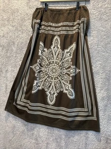 Women’s Size XL Brown Bandeau Coverup Midi Dress Boho Beachwear - Picture 1 of 10