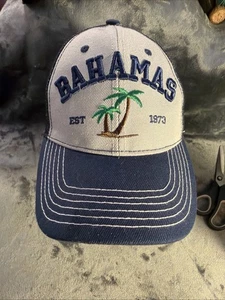 Vintage Bahamas Blue Trucker Hat Travel Beach Island Snapback Baseball Cap - Picture 1 of 8