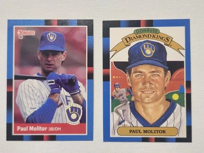 1988 Donruss Paul Molitor #249 e Diamond Kings #7 - Lote de 2 cartas - Imagem 1 de 4
