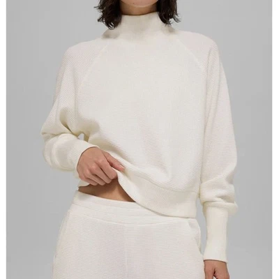 ALO Yoga Waffle Weekend Escape Mock Neck Long Sleeve Ivory size Medium EUC - Image 1 of 4
