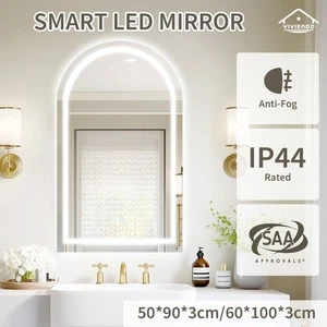 Viviendo Arch Bathroom Wall Mirror Anti-Fog Vanity Makeup LED Mirrors - Picture 1 of 30