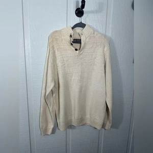 Chaps 1/4 Button Tan Sweater Mens Long Sleeve Dadcore 90s Y2k Size XL EUC - Picture 1 of 7