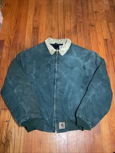 Vintage Carhartt Santa Fe Green Jacket JQ2243 J14 Style HTG Hunter Green XL - Picture 1 of 8