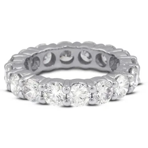 Anello Eternità Classico Oro 18k 3 1/2ct G SI2 Tondo Diamanti Naturali Certificati - Foto 1 di 9