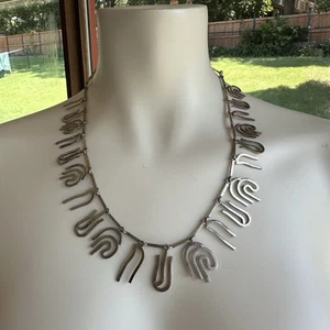 Handwerker Sterlingsilber 900 Fransen Glieder Halskette Indianer Azteken 20" - Bild 1 von 12