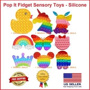 Push Pop Bubble It Silicone Sensory Fidget Rainbow Toy Autism Stress Relief Game - Picture 1 of 42
