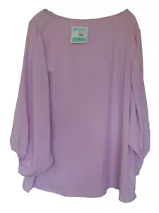 Oddy Womens PLUS Shirt SZ 3X Lilac Powder Puff Curvy LARGE SLEEVES NWT $38.00 - Picture 1 of 6