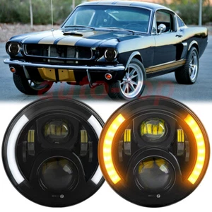 2PCS 7''inch LED Headlights Hi/Lo Beam DRL Turn Light For Ford Mustang 1965-1978 - Picture 1 of 10