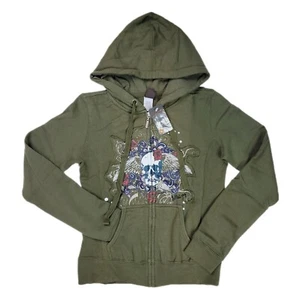 Vintage Y2K Billabong Womens Skull Full Zip Hoodie Sweater Sweatshirt Size Small - Picture 1 of 12