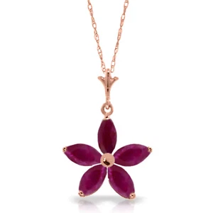 14k Rose Gold 1.4 Carat Pendant Necklace w/ Natural 100% Genuine Ruby Gemstone - Picture 1 of 3