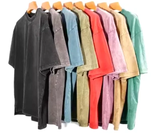 100% Cotton Mens Oversized Tshirt heavyweight Stone Acid Washed Vintage Custom T - Picture 1 of 5