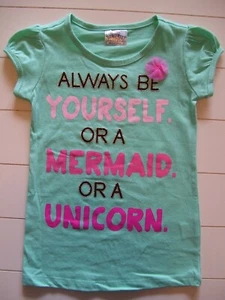 Girls Beautees Always Be Yourself Or a Mermaid Or a Unicorn Shirt Sz 4  - Picture 1 of 3