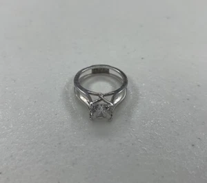 Used LA 925 Sterling Silver Ring, Size 4.25 W/ Colorless Square Cut Stone - 2.2g - Picture 1 of 11