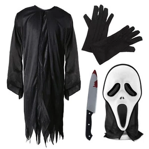 Kids Scream Ghost Face Cosplay Halloween Costume Fancy Dress Mask Knife Lot - Picture 1 of 11