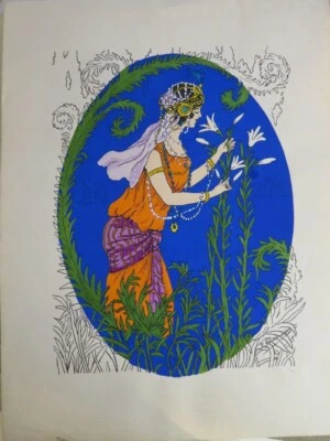 FRANZÖSISCHE SCHULE XX GRAVUR SCHABLONE JUGENDSTIL FRAU KOSTÜM BELLE EPOQUE 1900 - Bild 1 von 4