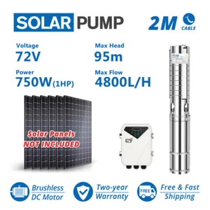 WBS 3" DC Deep Well 1HP Solar Water Pump S/S Impeller 311Feet 21GPM Submersible - Picture 1 of 10