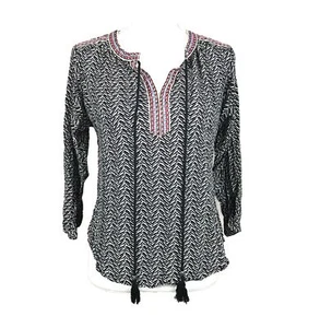 Daniel Rainn Stitch Fix Black White Embroidered Popover Blouse Size Small - Picture 1 of 8