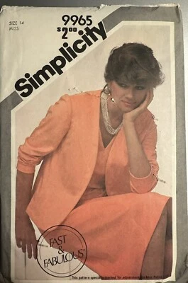 Simplicity fast & fabulous pattern 9965 Misses'/Petite Dress, Jacket sz 14 uncut - Image 1 of 2