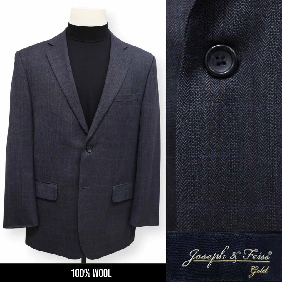 JOSEPH & FEISS GOLD Hombre Azul 100% LANA Abrigo Deportivo Traje Chaqueta Blazer 42 R Foto 1 de 4