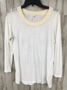 Blusa básica J Crew para mujer talla mediana marfil manga larga DEFECTUOSA/MANCHA USADA EN EXCELENTE ESTADO  - Imagen 1 de 12