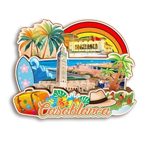Casablanca Morocco Refrigerator magnet 3D travel souvenirs wood - Picture 1 of 4