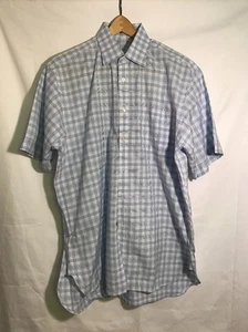 Charles Tyrwhitt Mens Blue Checkered Dress Shirt 100% Cotton Size 16 1/2" 42cm - Picture 1 of 7