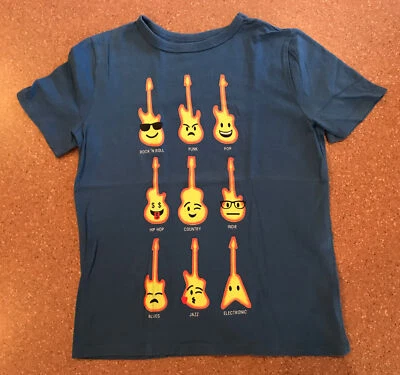 Gap Kids Guitar Music Rock N’ Roll Pop Country 100% Cotton Blue T-shirt Boys M 8 - Image 1 of 4