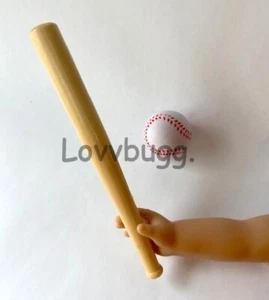 Wood Bat 7" & Baseball Acc for American Girl 18" Doll FREESHIP ADD-ONS! LOVVBUGG - Picture 1 of 15