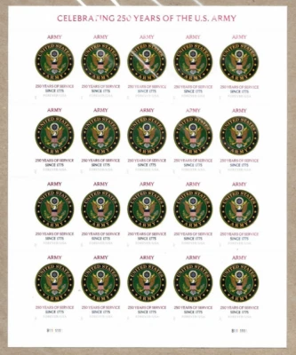 THE US ARMY 2025 SCOTT#6003 CELEBRATING 250 YEARS XF FOREVER STAMP SHEET SEALED - Image 1 of 4