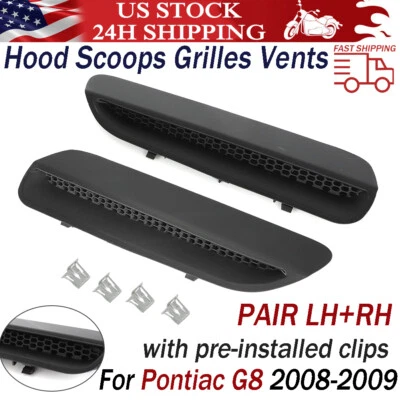 For 2008 2009 Pontiac G8 Hood Scoops Grilles Vents PAIR LH+RH 3D Printed Clip-On Foto 1 de 4