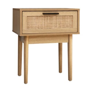 Artiss Bedside Tables Table 1 Drawer Storage Cabinet Rattan Wood Nightstand - Picture 1 of 8