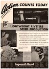 1942 Ingersoll-Rand Lightweight Riveters, Vintage Ww2 Print Ad